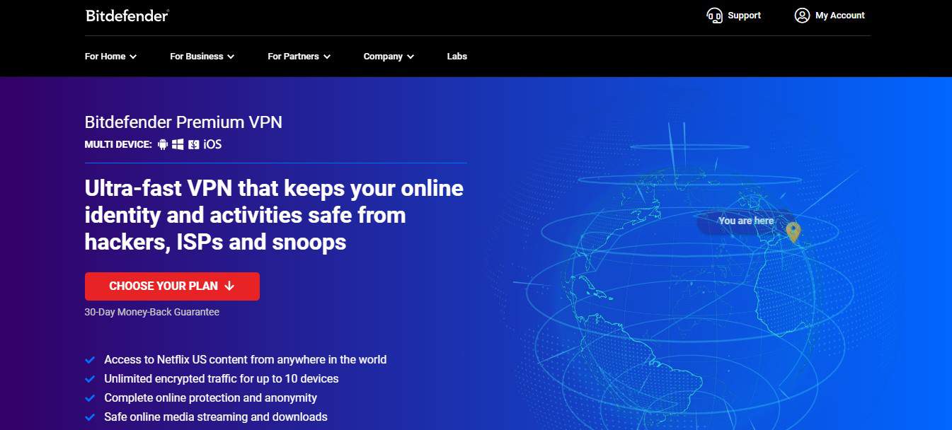 BitDefender Premium VPN Home Page
