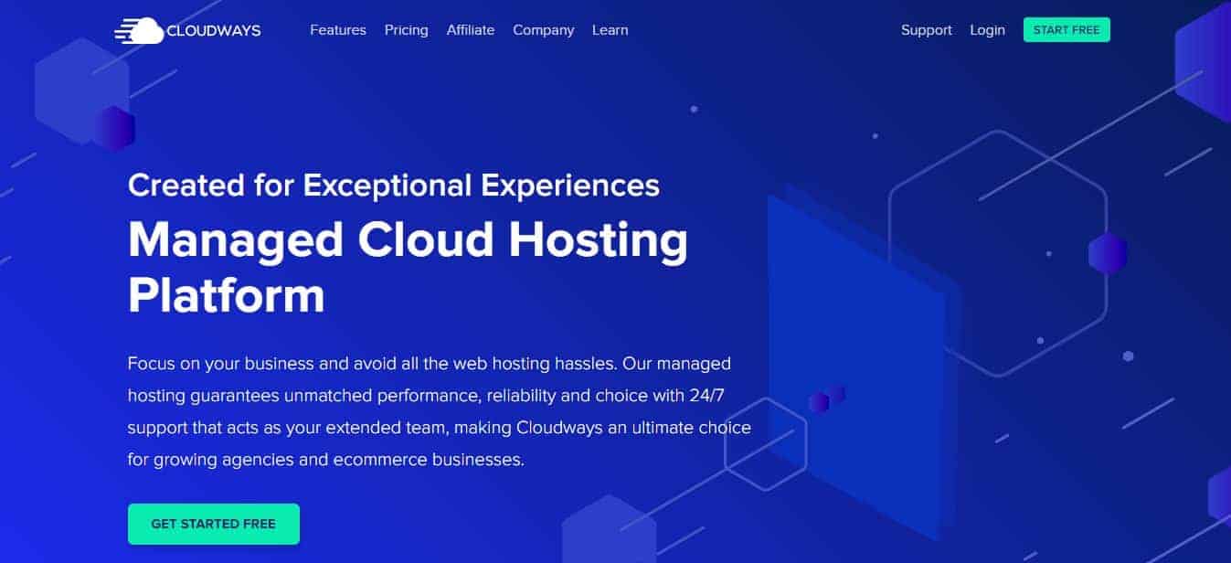 Home page of cloudways website.