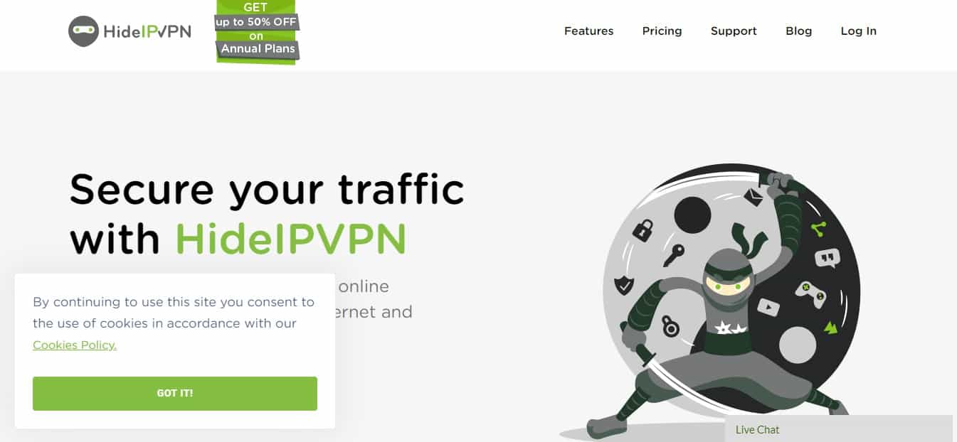 HidelPVPN Home page