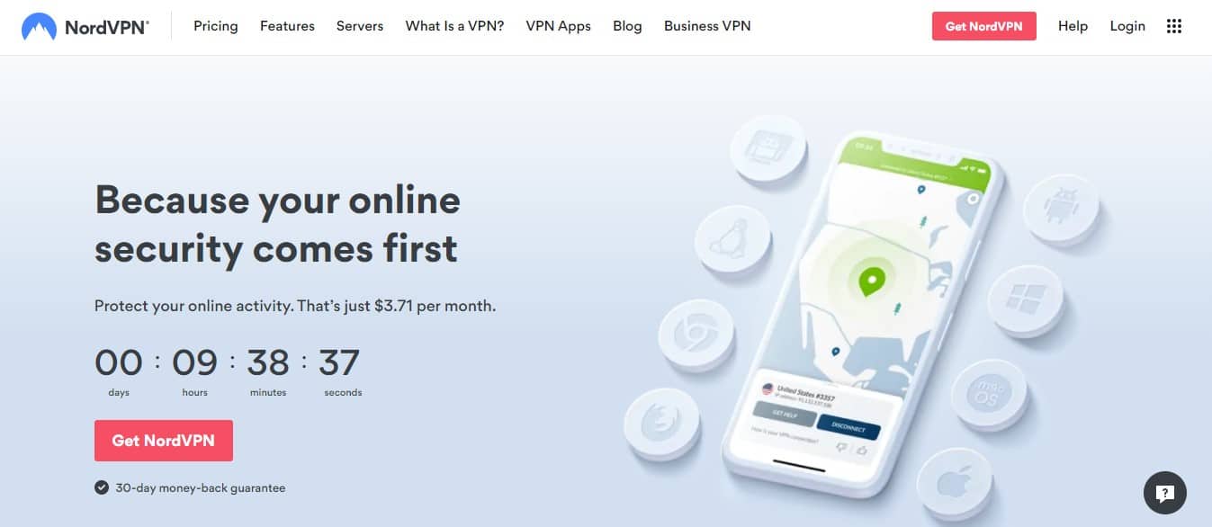 NordVPN Home page