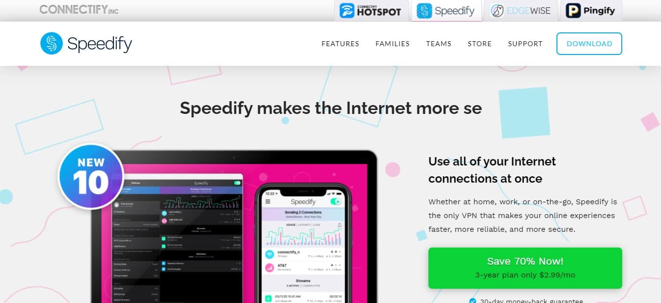 Speedify Home page