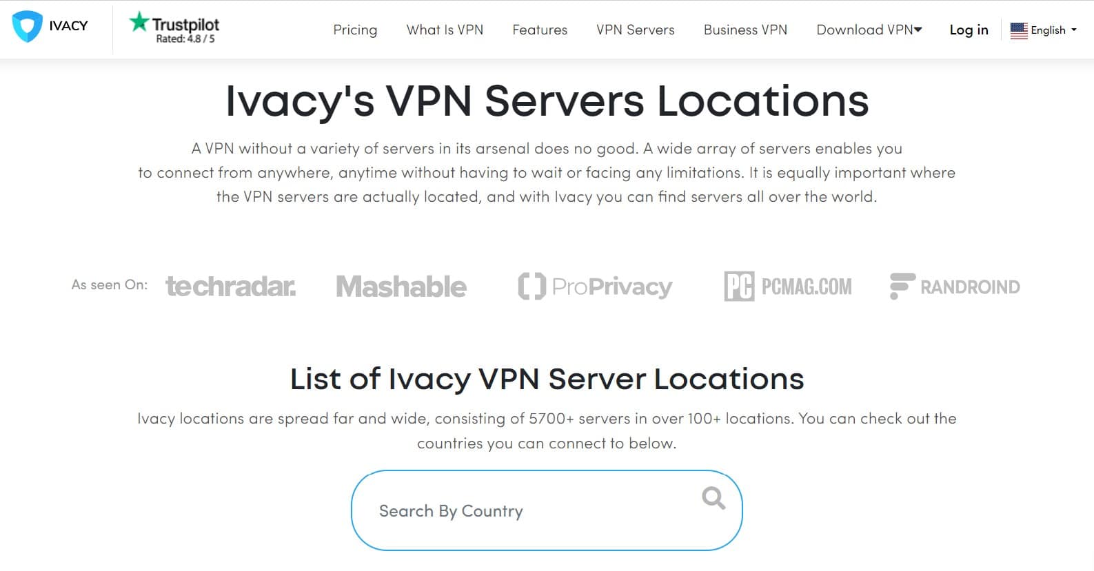 Ivacy VPN Servers Location